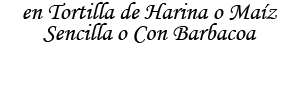 Tortilla de Harina o Maiz, Sencilla o Con Barbacoa